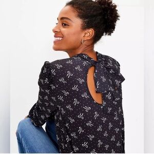 Loft Bow Tie Coquette Blouse Top